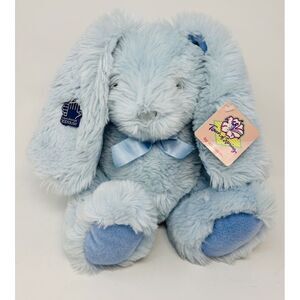 Vintage Applause Plush Bunny 1988 Stuffed Blue Fluffy Ribbon Sweet Pea Easter